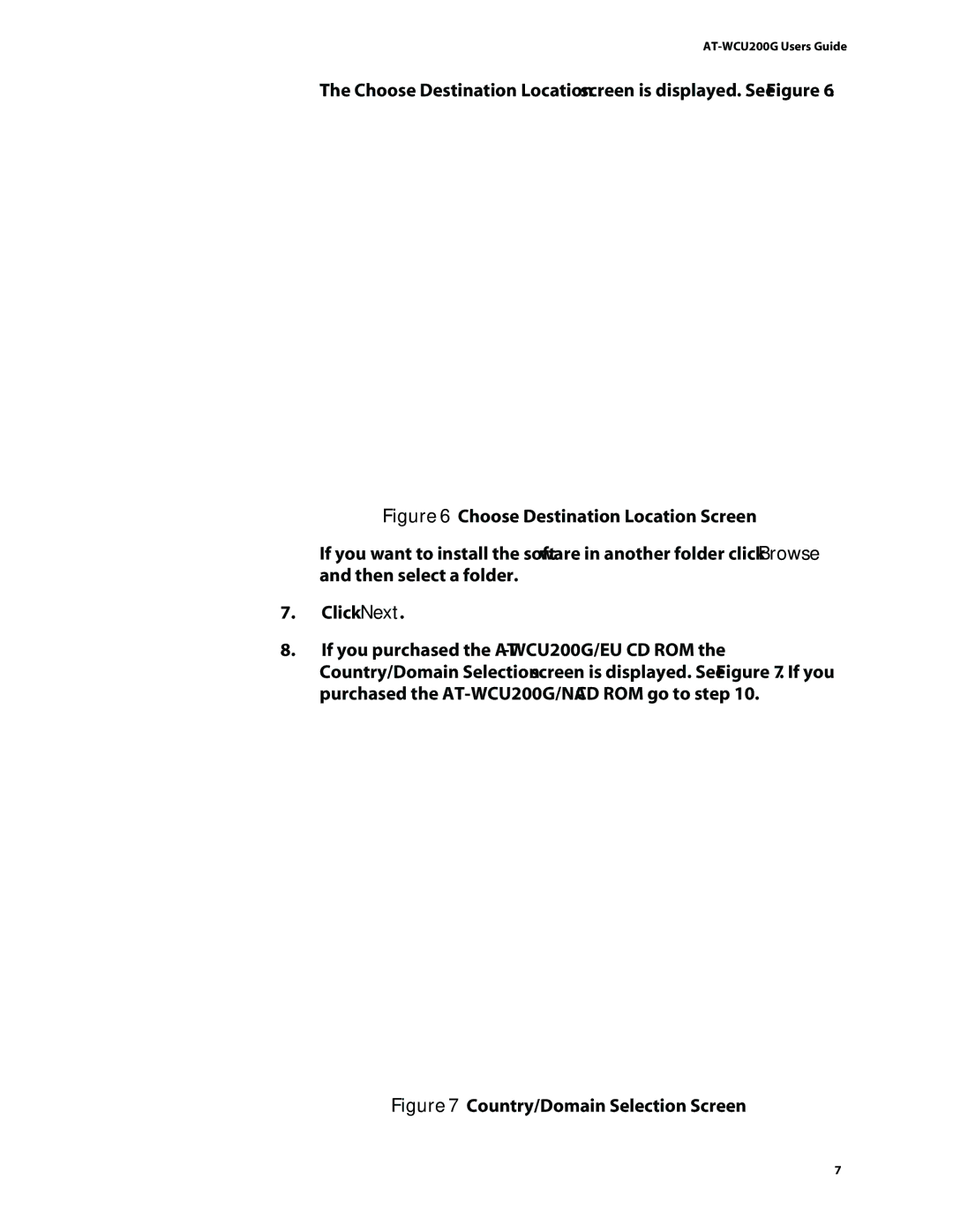 Allied Telesis AT-WCU200G manual Country/Domain Selection Screen 