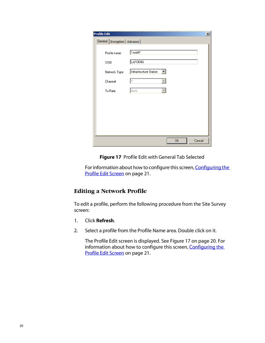 Allied Telesis AT-WCU200G manual Editing a Network Profile 