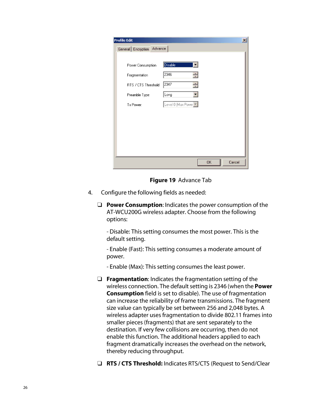 Allied Telesis AT-WCU200G manual RTS / CTS Threshold Indicates RTS/CTS Request to Send/Clear 