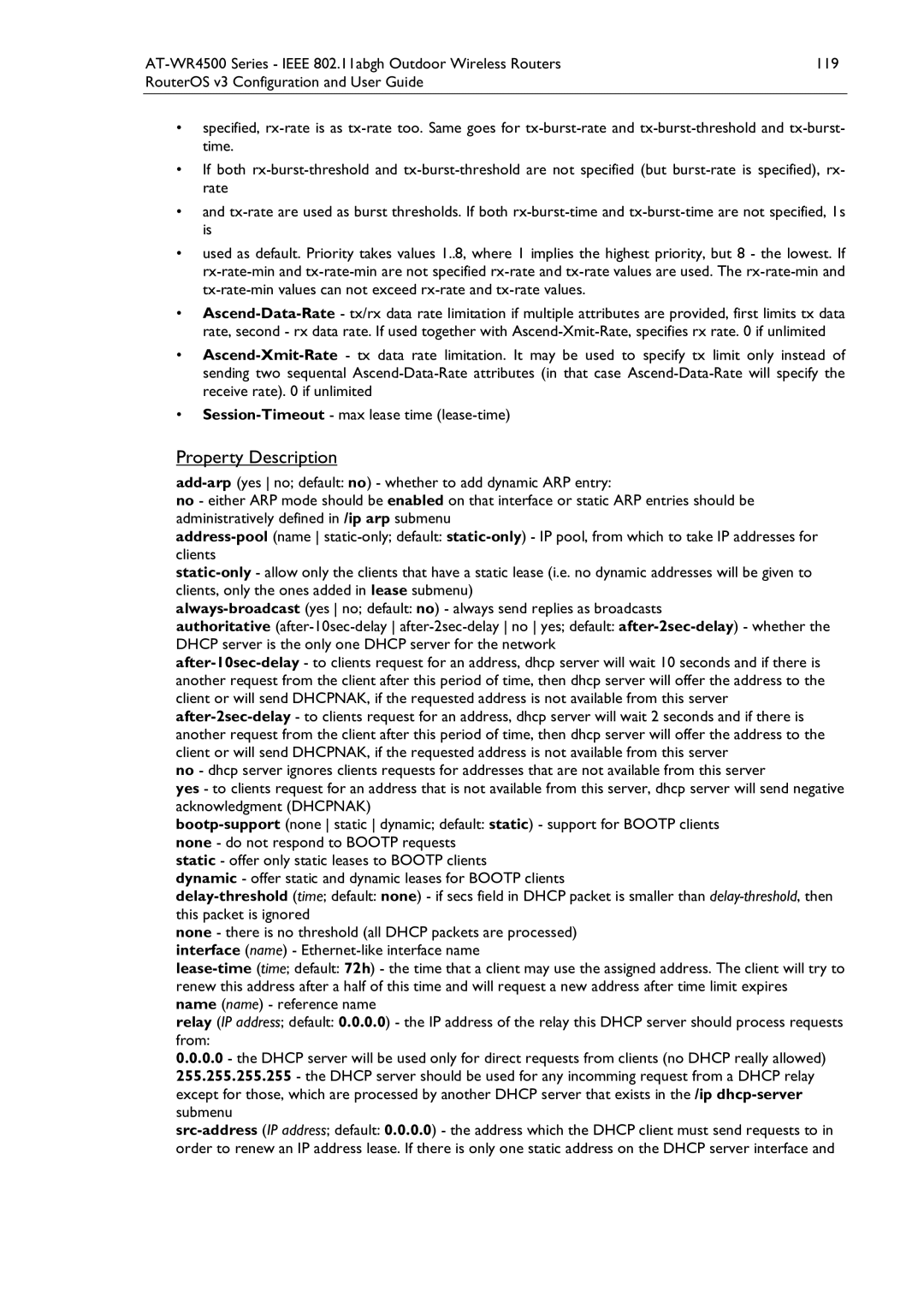 Allied Telesis AT-WR4500 manual Property Description 