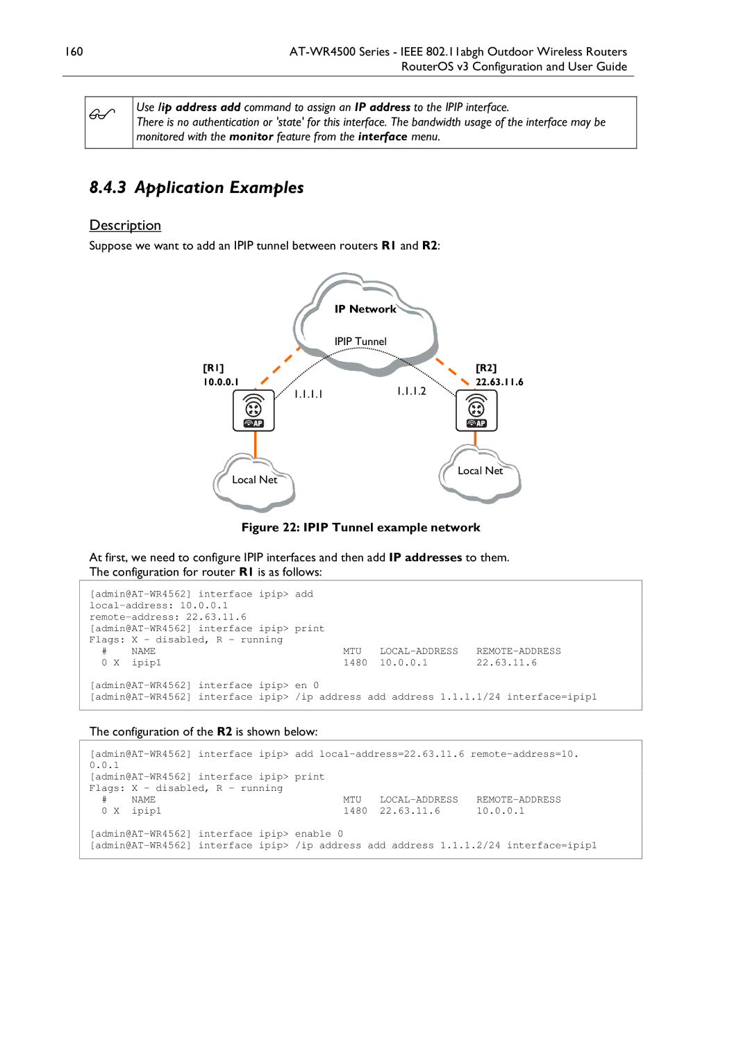 Allied Telesis AT-WR4500 manual Configuration of the R2 is shown below, Name MTU LOCAL-ADDRESS 