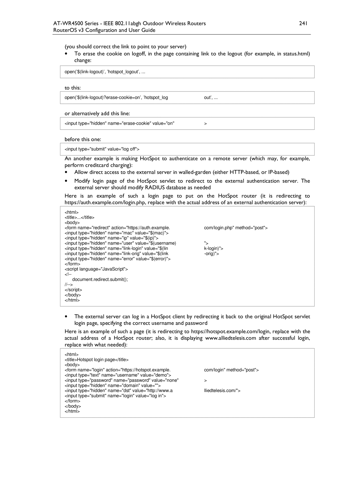 Allied Telesis AT-WR4500 manual To this, Or alternatively add this line, Before this one 