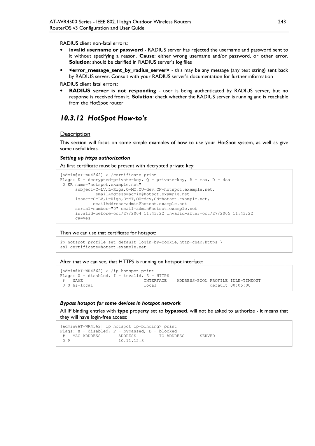 Allied Telesis AT-WR4500 manual HotSpot How-tos, Then we can use that certificate for hotspot 