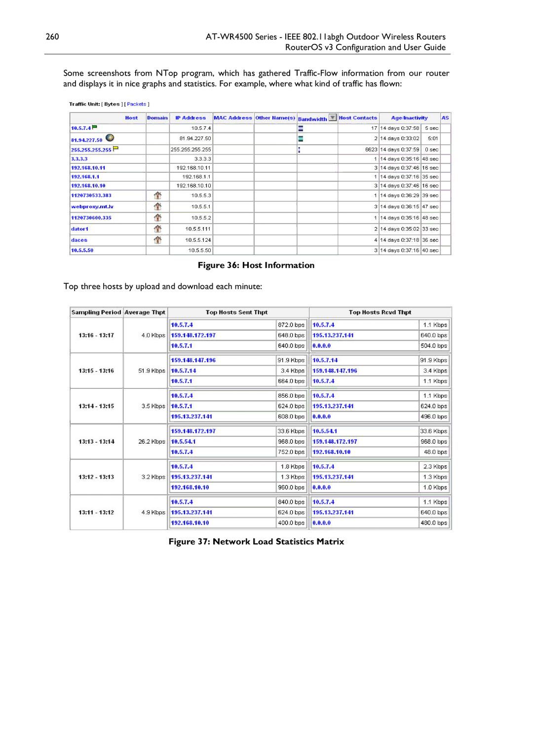 Allied Telesis AT-WR4500 manual Host Information, Network Load Statistics Matrix 