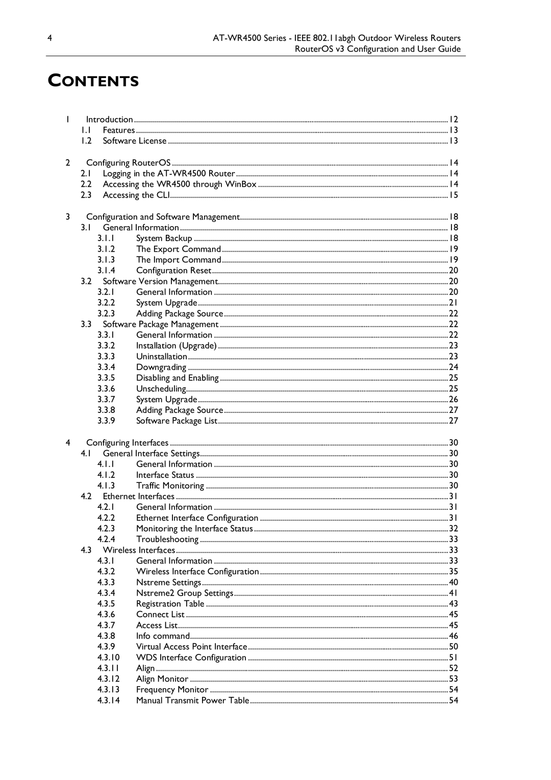 Allied Telesis AT-WR4500 manual Contents 