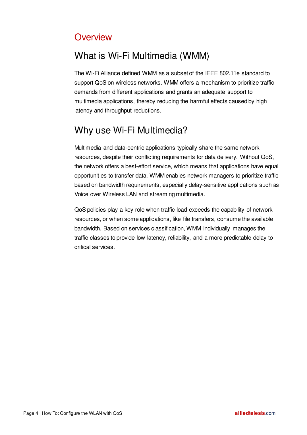 Allied Telesis AT-WR4600 manual Overview, What is Wi-Fi Multimedia WMM, Why use Wi-Fi Multimedia? 