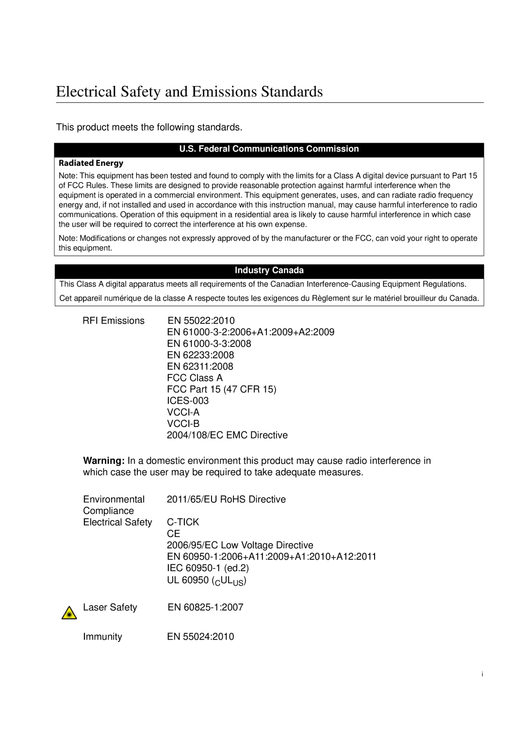 Allied Telesis AT-X210-9GT, AT-X210-24GT, AT-X210-16GT manual Electrical Safety and Emissions Standards 