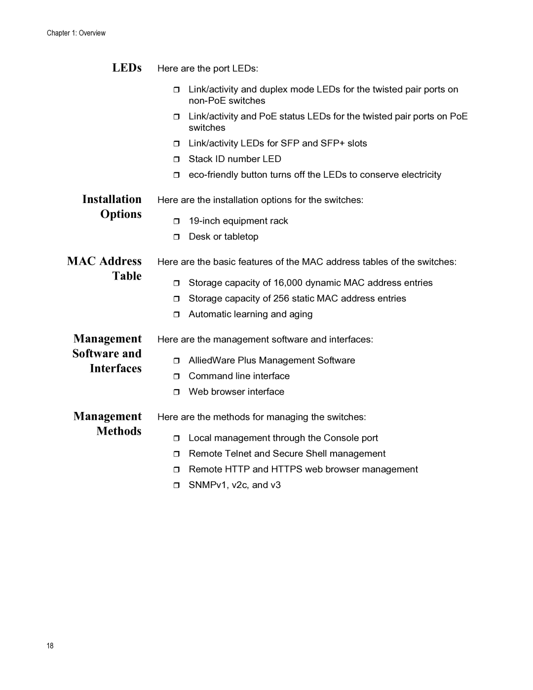 Allied Telesis AT-X510-28GSX, AT-X510-52GTX, AT-X510-28GTX, AT-X510-52GPX, AT-X510-28GPX manual Overview 