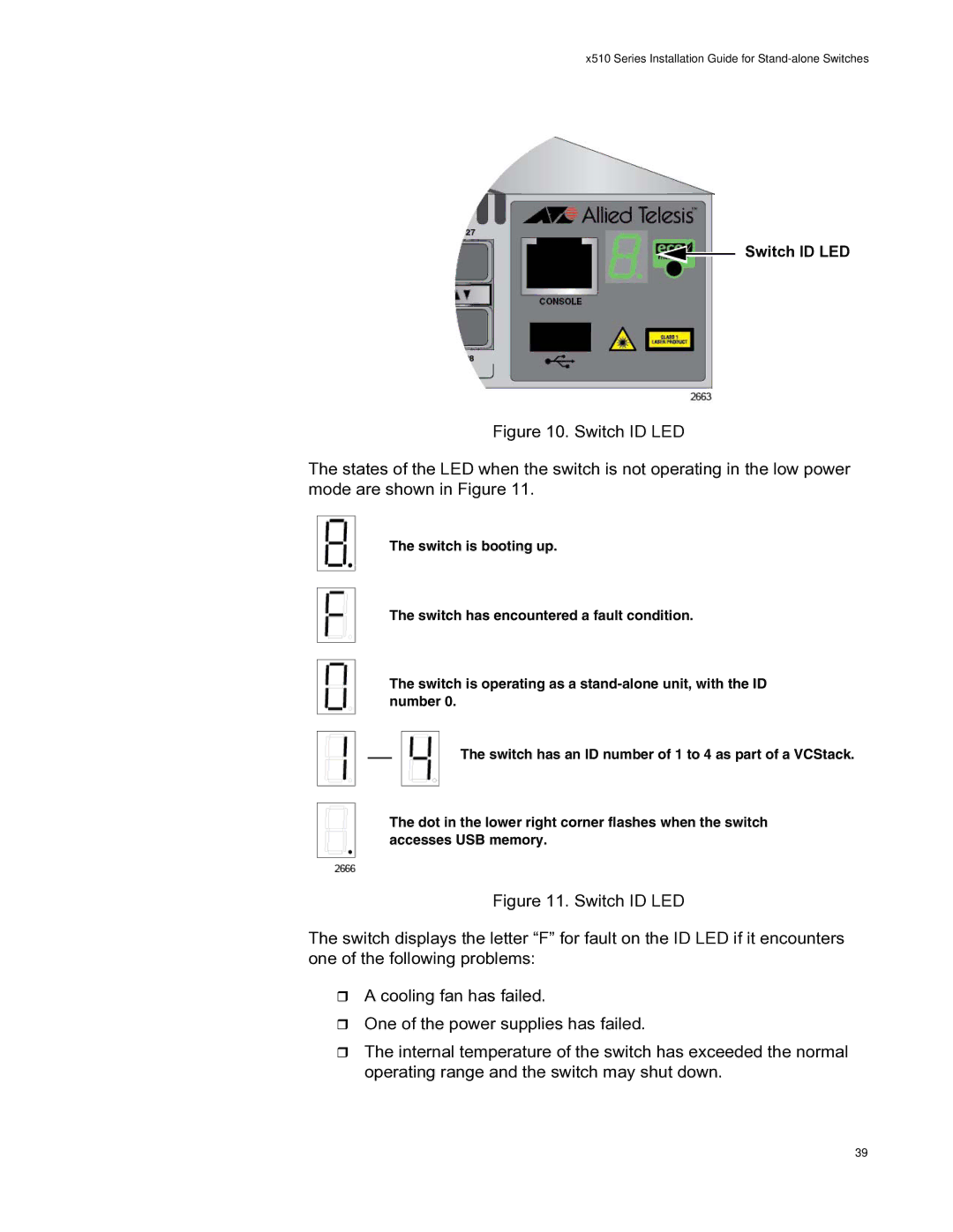 Allied Telesis AT-X510-28GPX, AT-X510-52GTX, AT-X510-28GTX, AT-X510-52GPX, AT-X510-28GSX manual Switch ID LED 