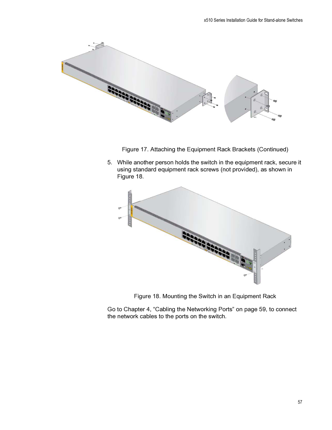 Allied Telesis AT-X510-52GPX, AT-X510-52GTX, AT-X510-28GTX manual X510 Series Installation Guide for Stand-alone Switches 