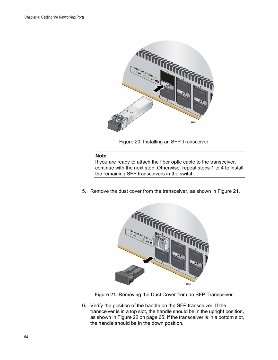 Allied Telesis AT-X510-28GPX, AT-X510-52GTX, AT-X510-28GTX, AT-X510-52GPX, AT-X510-28GSX manual Cabling the Networking Ports 