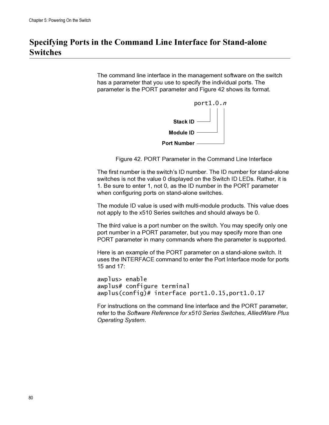 Allied Telesis AT-X510-52GTX, AT-X510-28GTX, AT-X510-52GPX, AT-X510-28GSX, AT-X510-28GPX manual Port1.0.n 