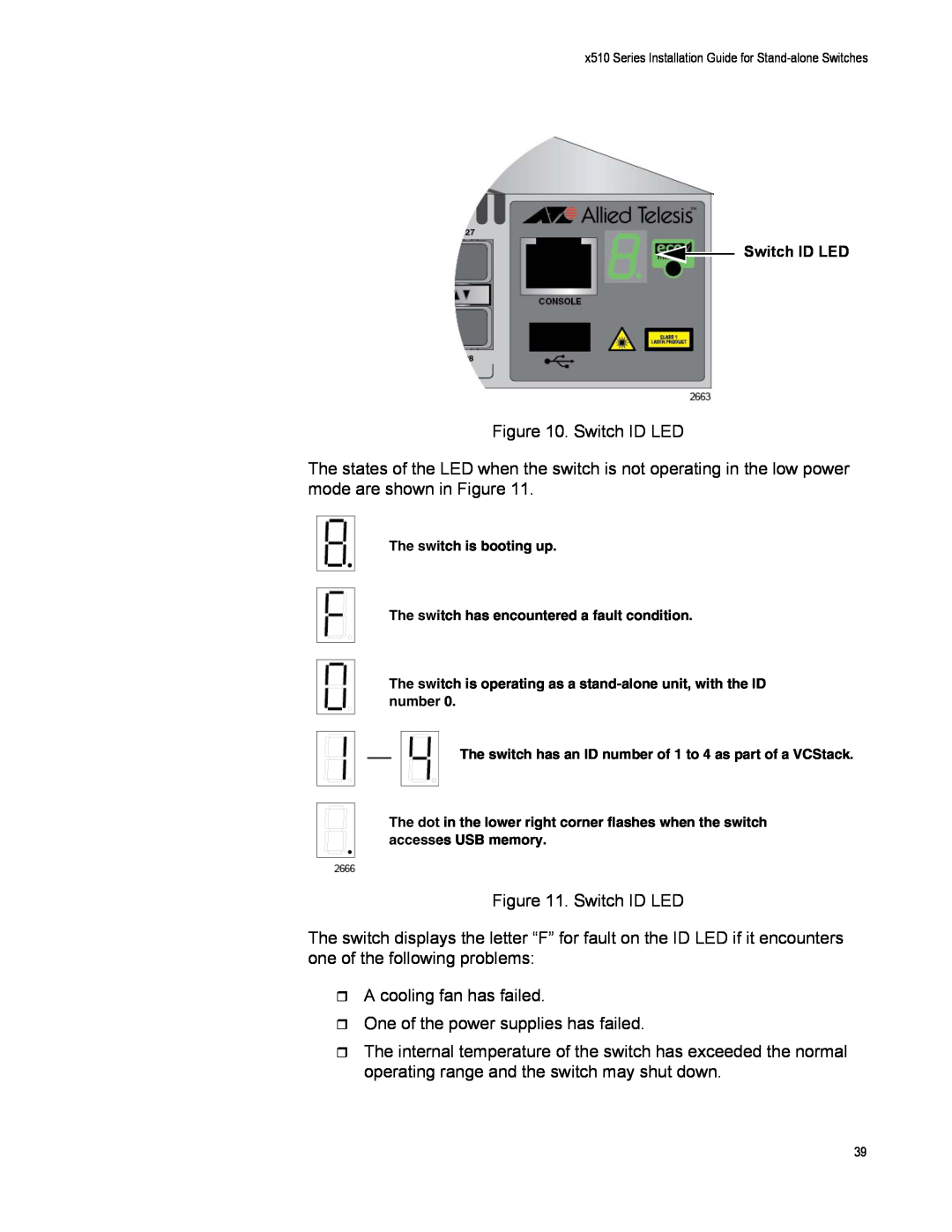 Allied Telesis AT-X510-28GPX, AT-X510-52GTX, AT-X510-28GTX, AT-X510-52GPX, AT-X510-28GSX manual Switch ID LED 