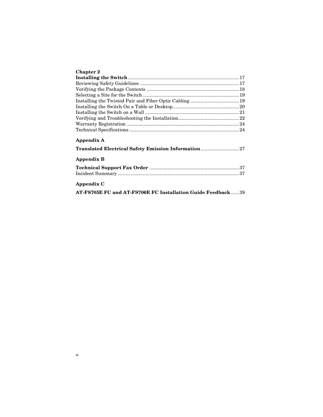 Allied Telesis ATFS705EFCSC60 manual Technical Support Fax Order Incident Summary 