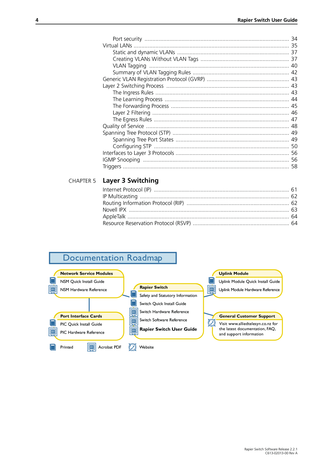 Allied Telesis C613-02013-00 manual Layer 3 Switching, Documentation Roadmap 