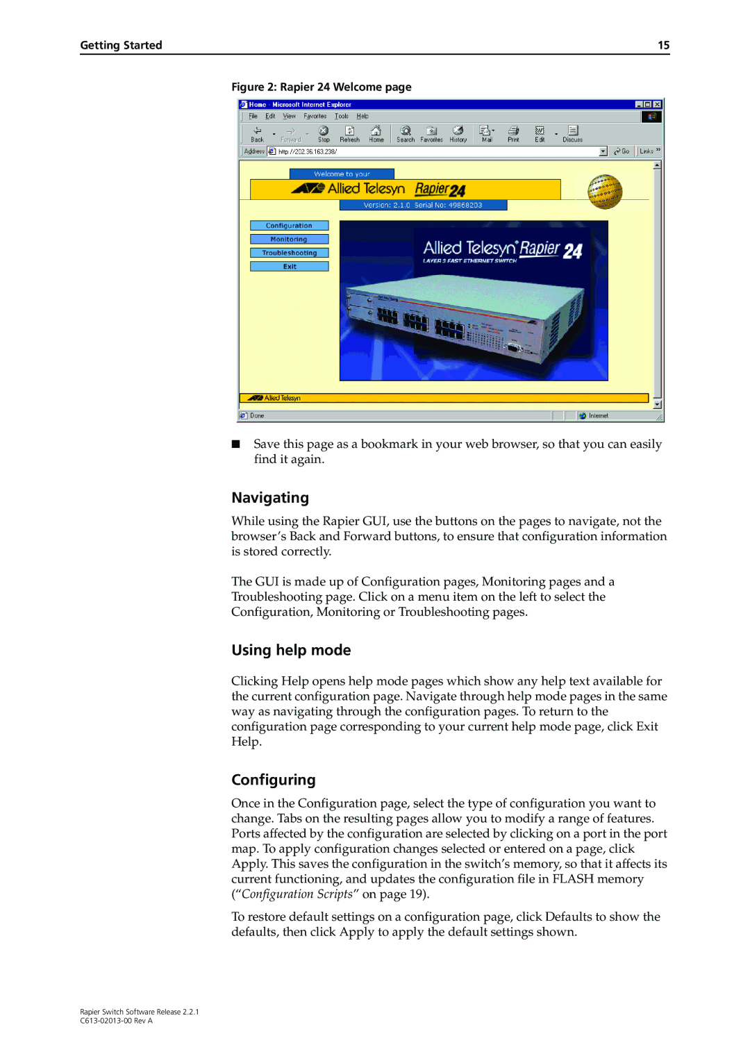 Allied Telesis C613-02013-00 manual Navigating 