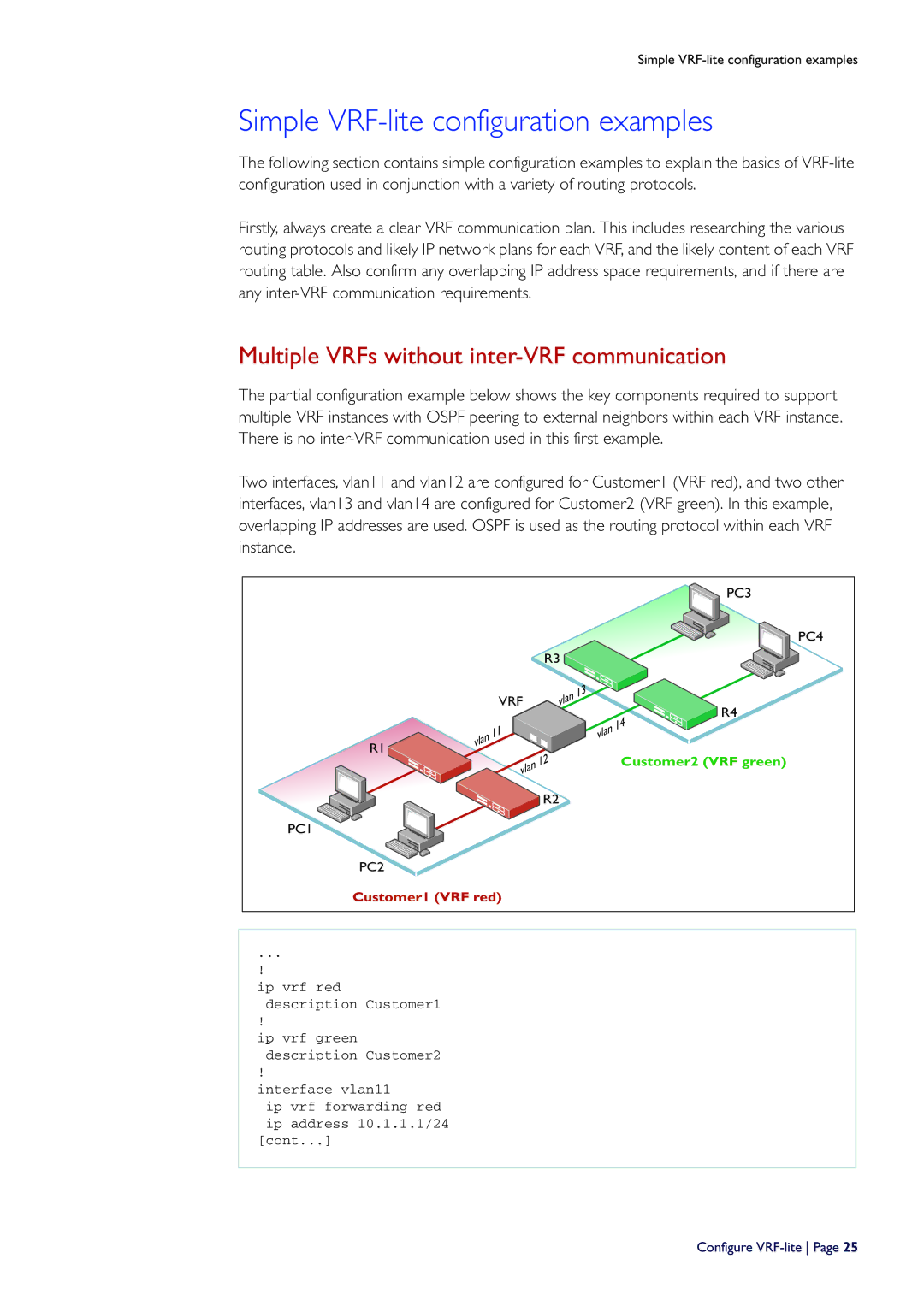 Allied Telesis C613-16164-00 REV E Simple VRF-lite configuration examples, Multiple VRFs without inter-VRF communication 