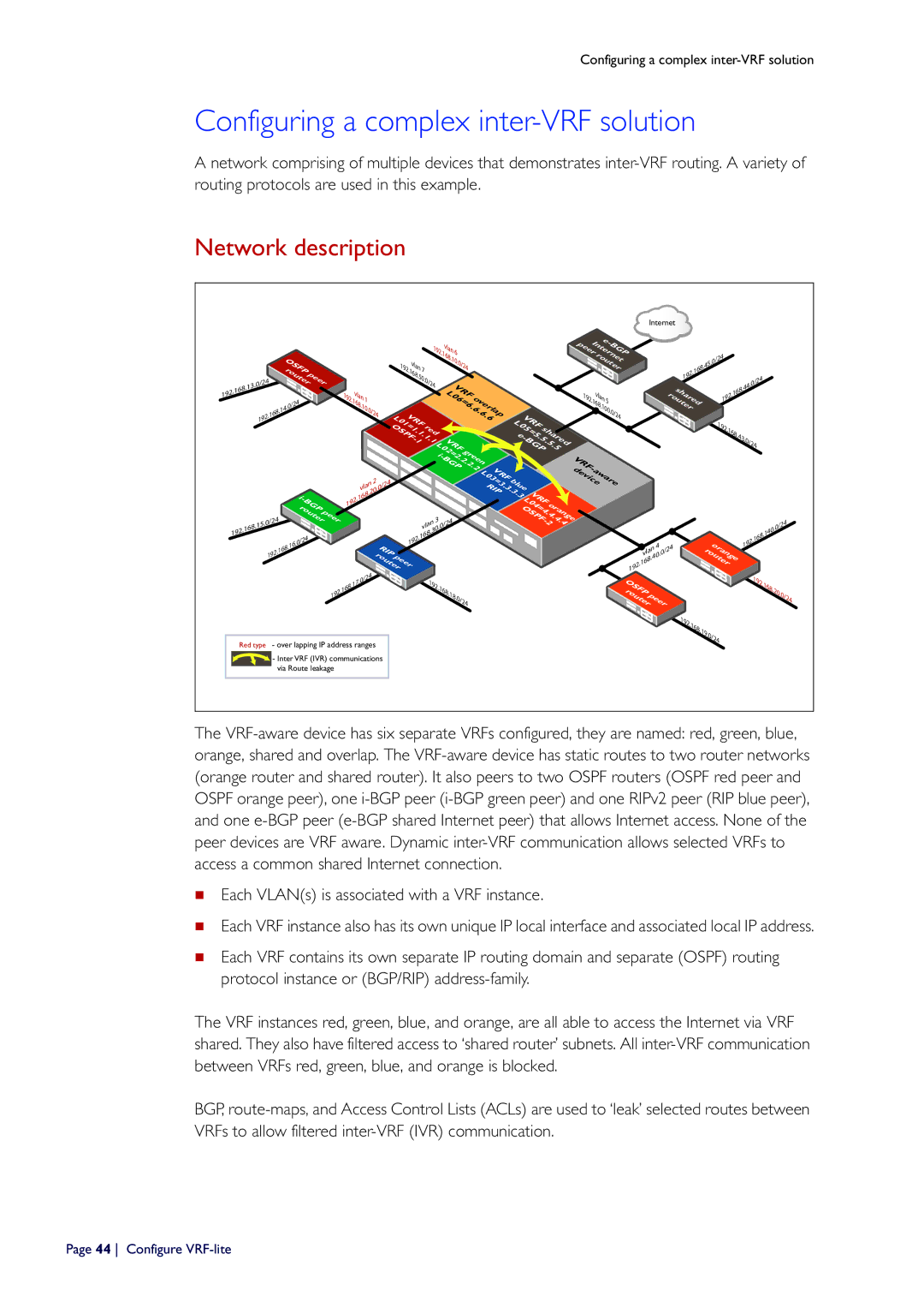 Allied Telesis C613-16164-00 REV E manual Configuring a complex inter-VRF solution, Network description 