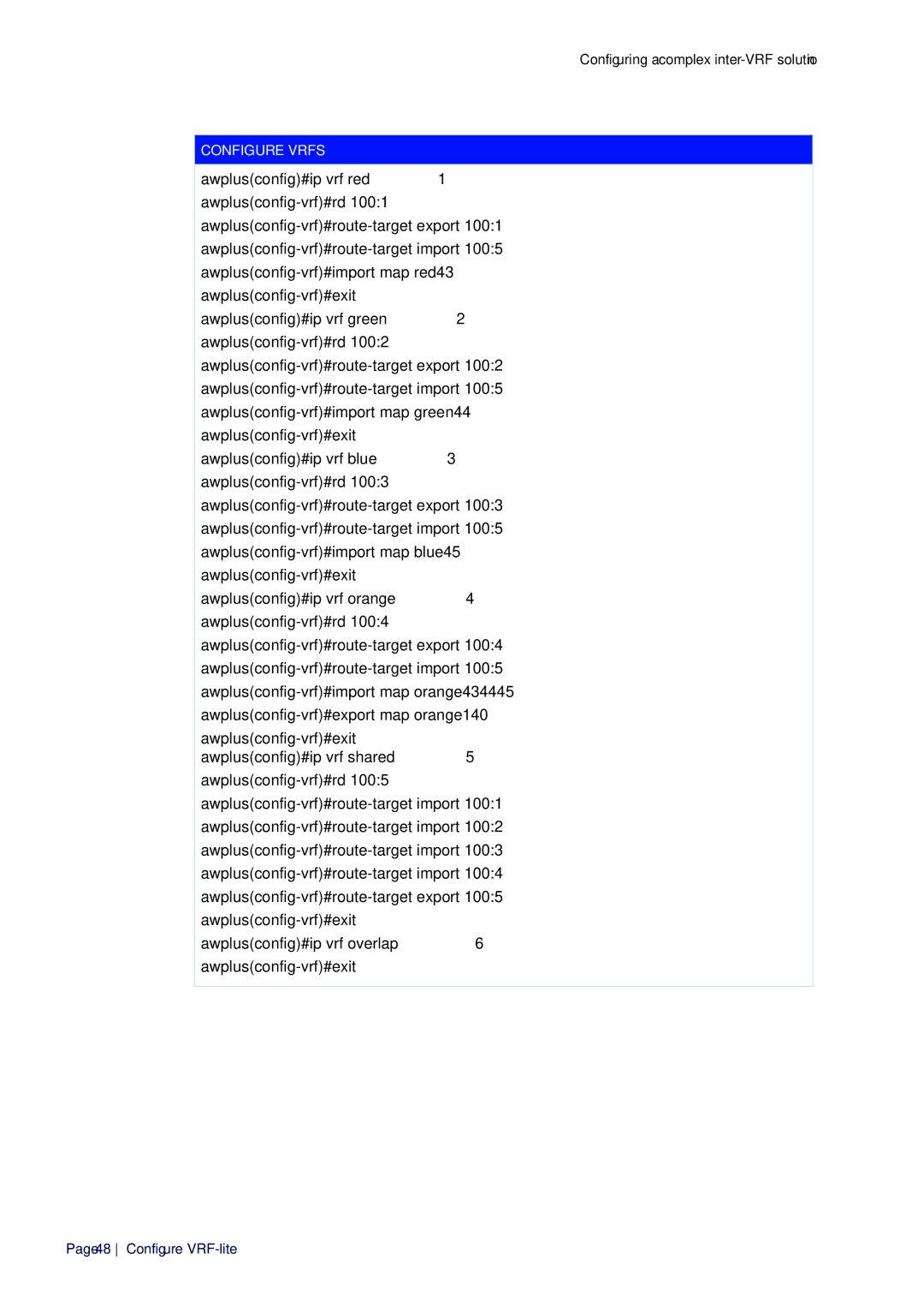 Allied Telesis C613-16164-00 REV E manual Configure Vrfs 