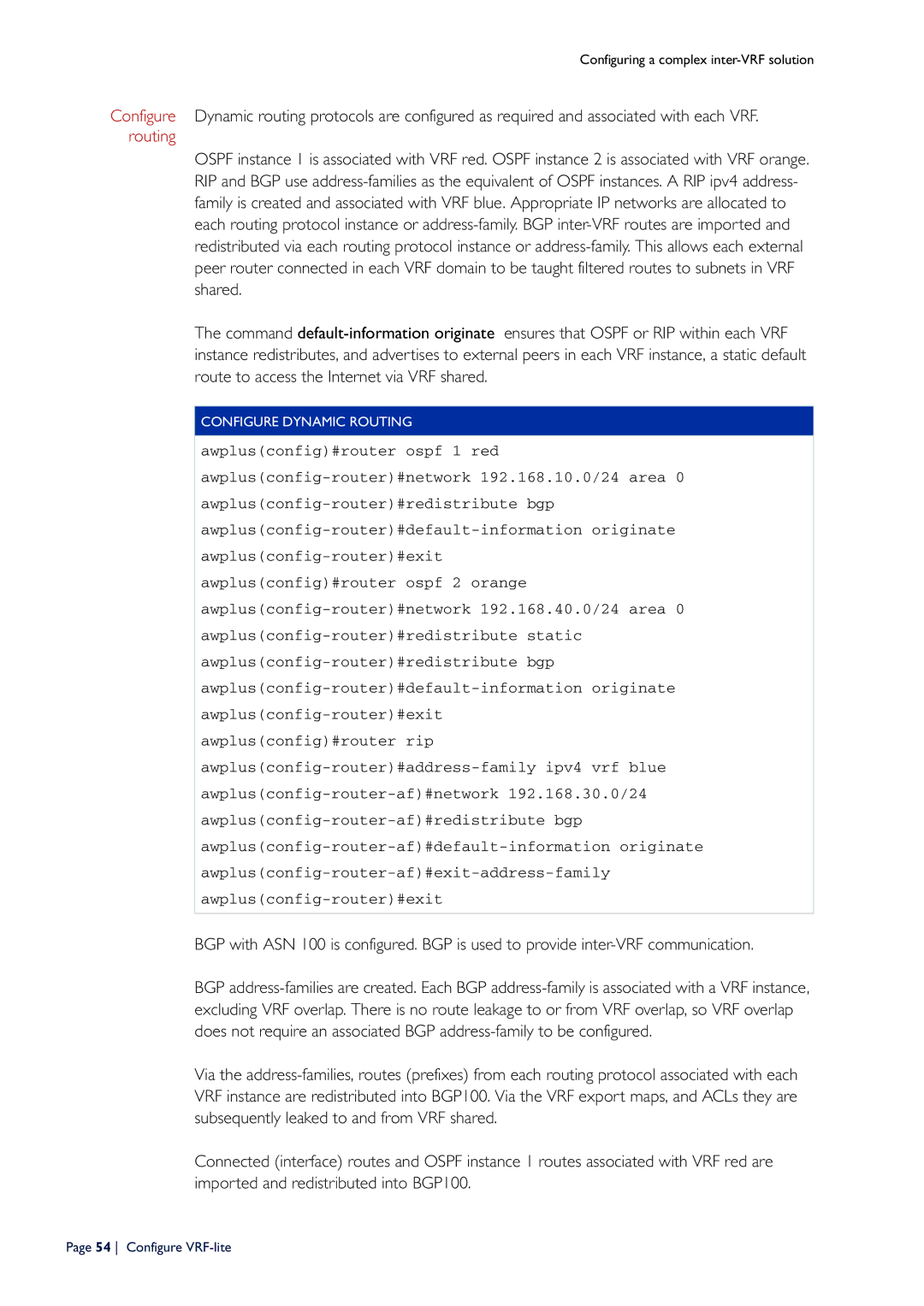 Allied Telesis C613-16164-00 REV E manual Configure Dynamic Routing 