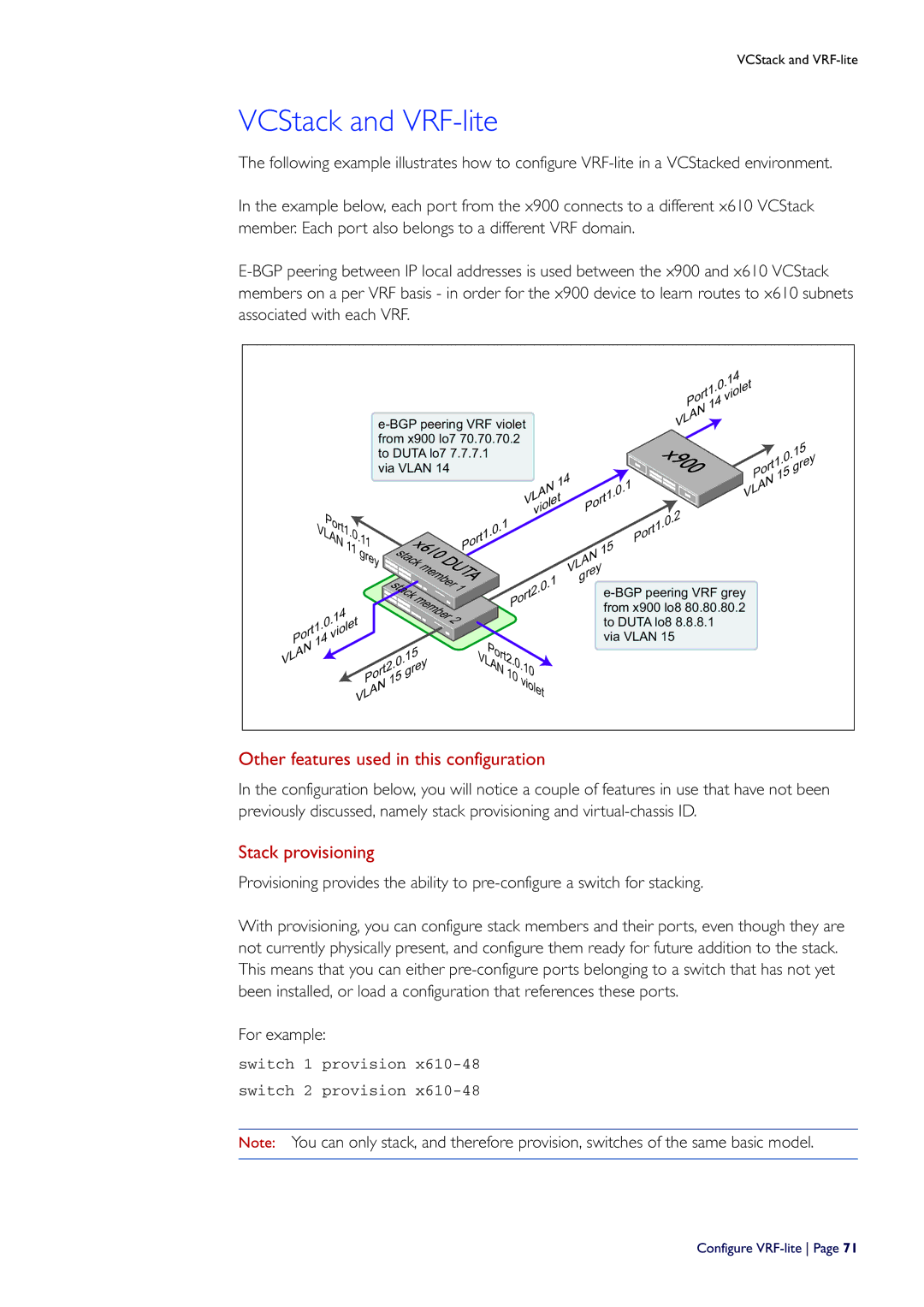 Allied Telesis C613-16164-00 REV E VCStack and VRF-lite, Other features used in this configuration, Stack provisioning 