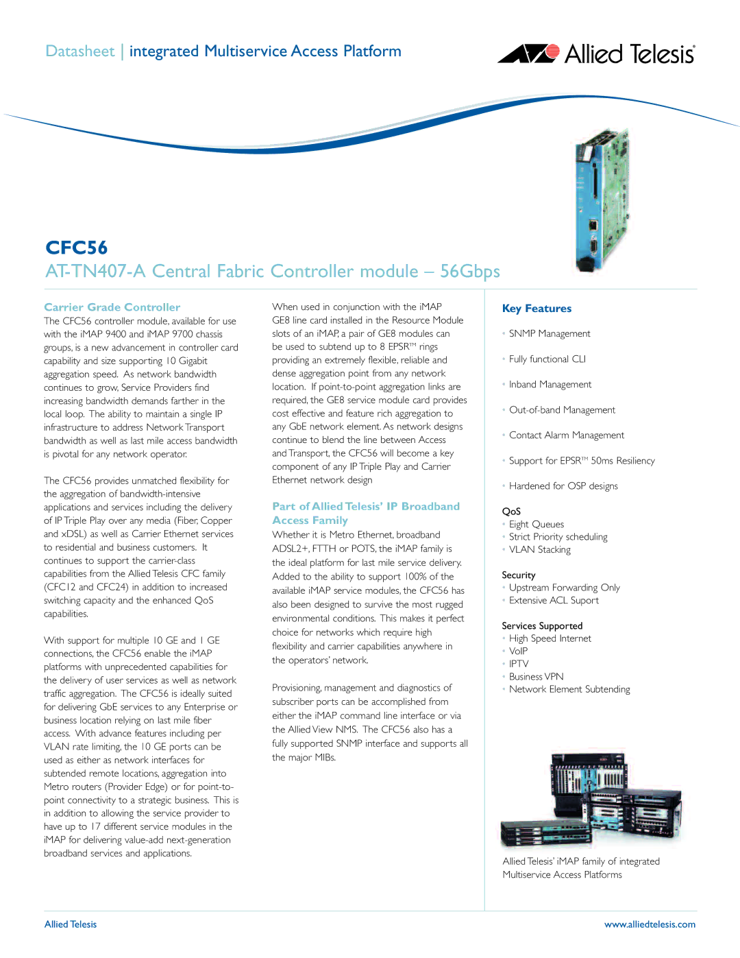 Allied Telesis CFC56 user service AT-TN407-A Central Fabric Controller module 56Gbps, Carrier Grade Controller 