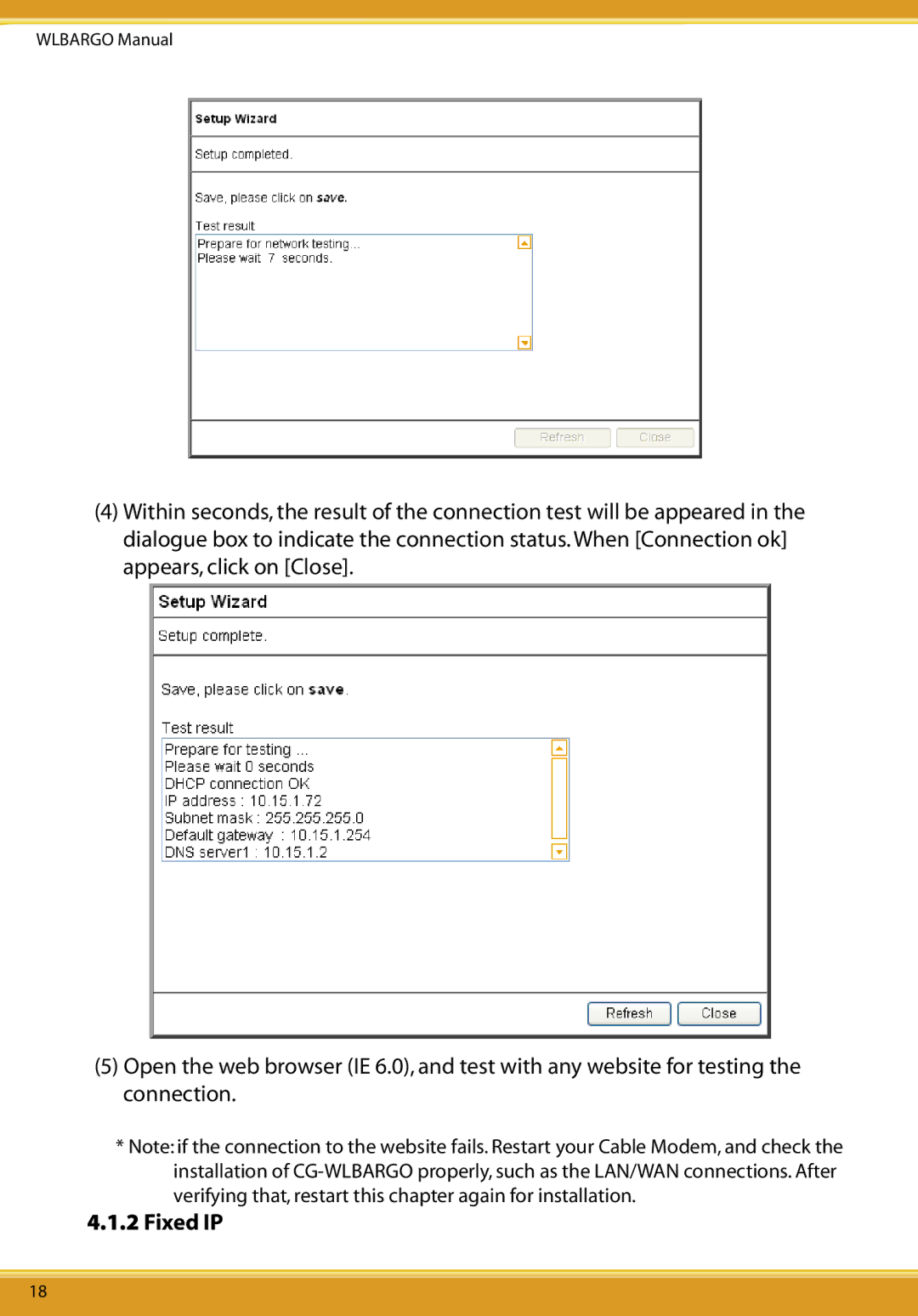 Allied Telesis CG-WLBARGO user manual Fixed IP 