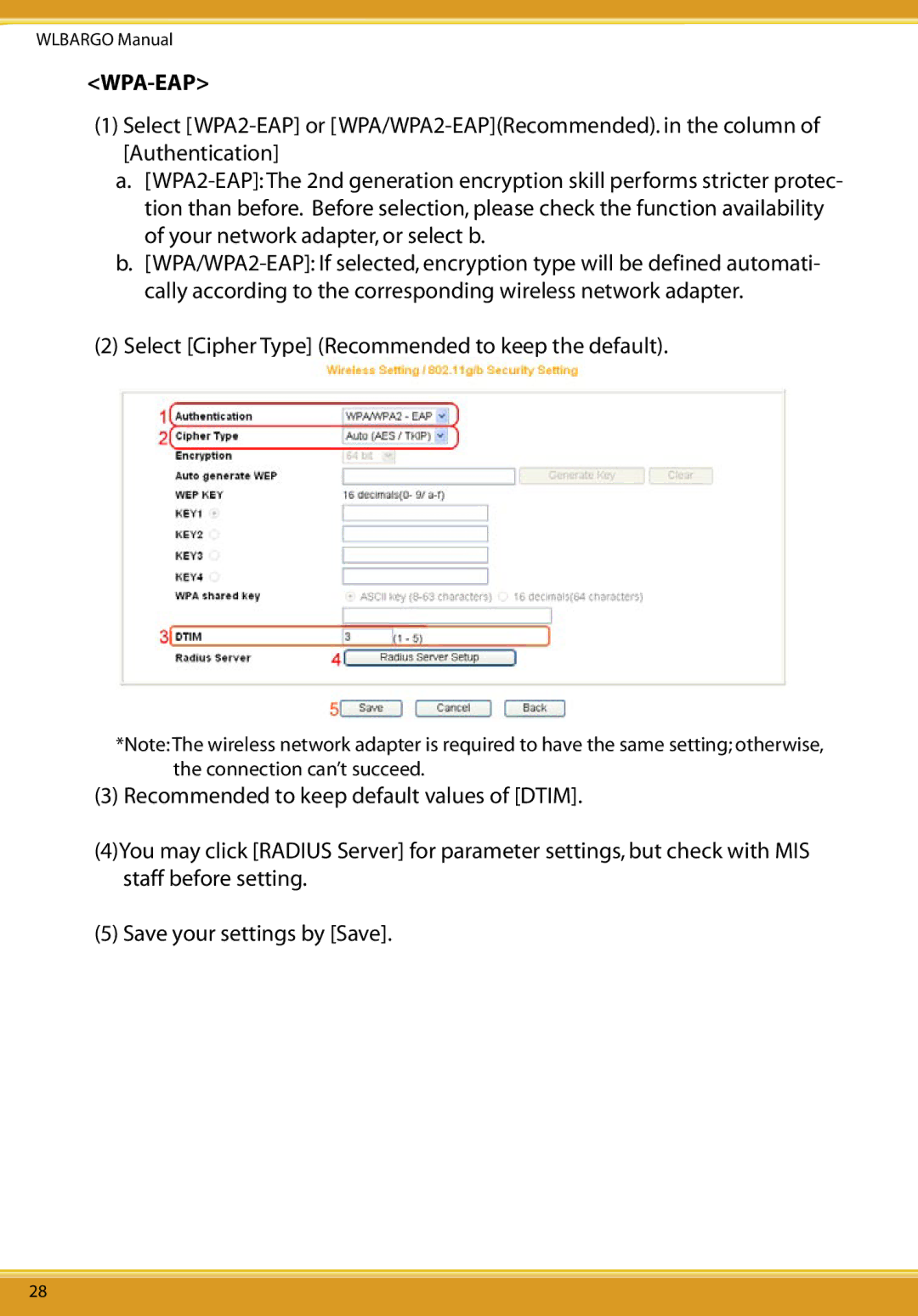 Allied Telesis CG-WLBARGO user manual Wpa-Eap 