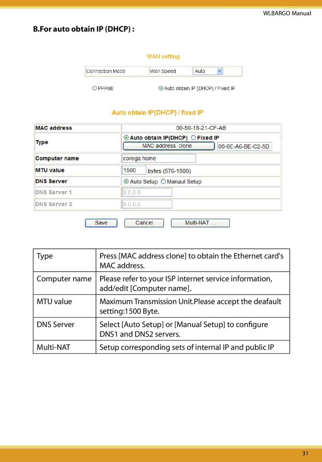 Allied Telesis CG-WLBARGO user manual For auto obtain IP Dhcp 