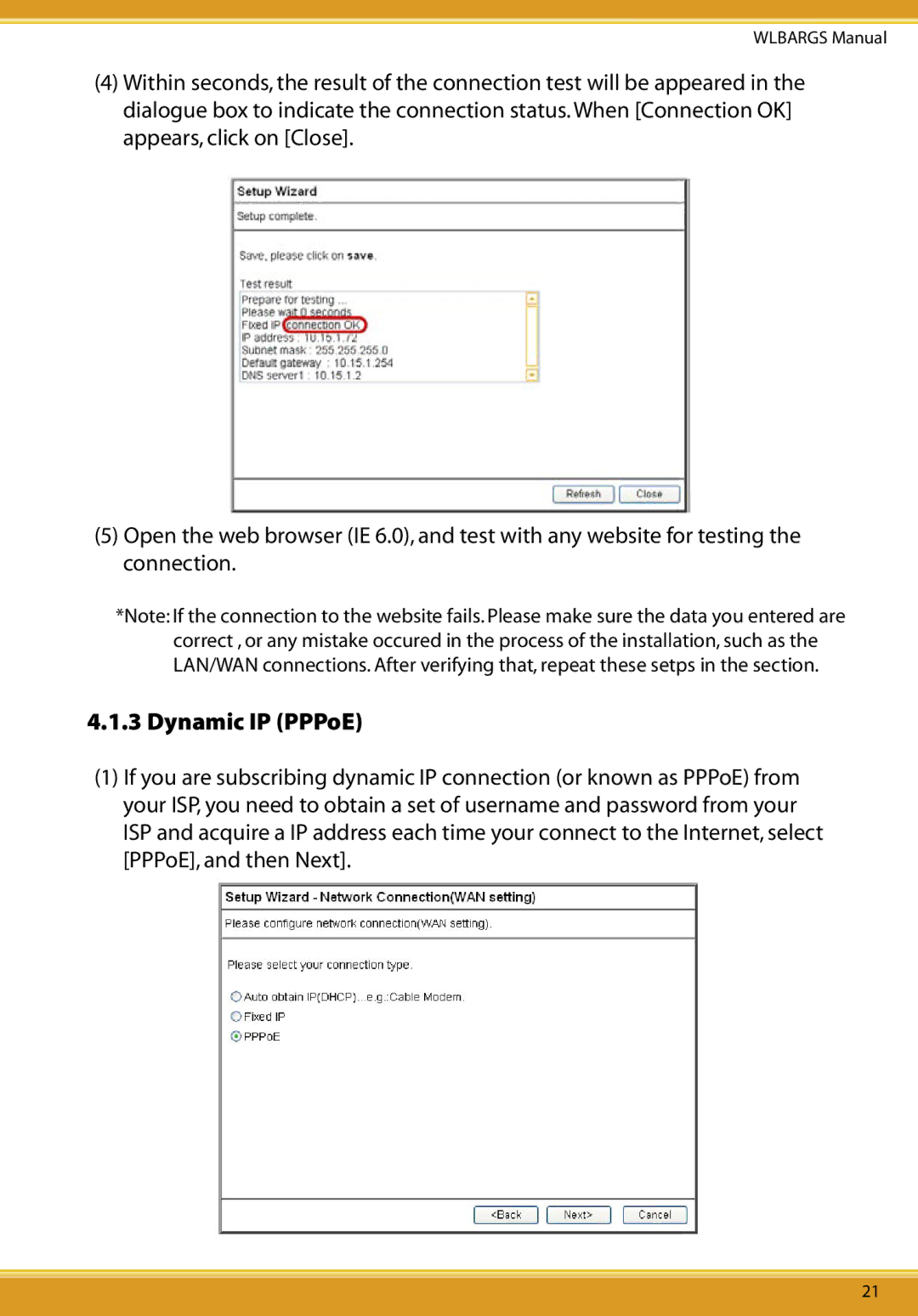 Allied Telesis CG-WLBARGS manual Dynamic IP PPPoE 