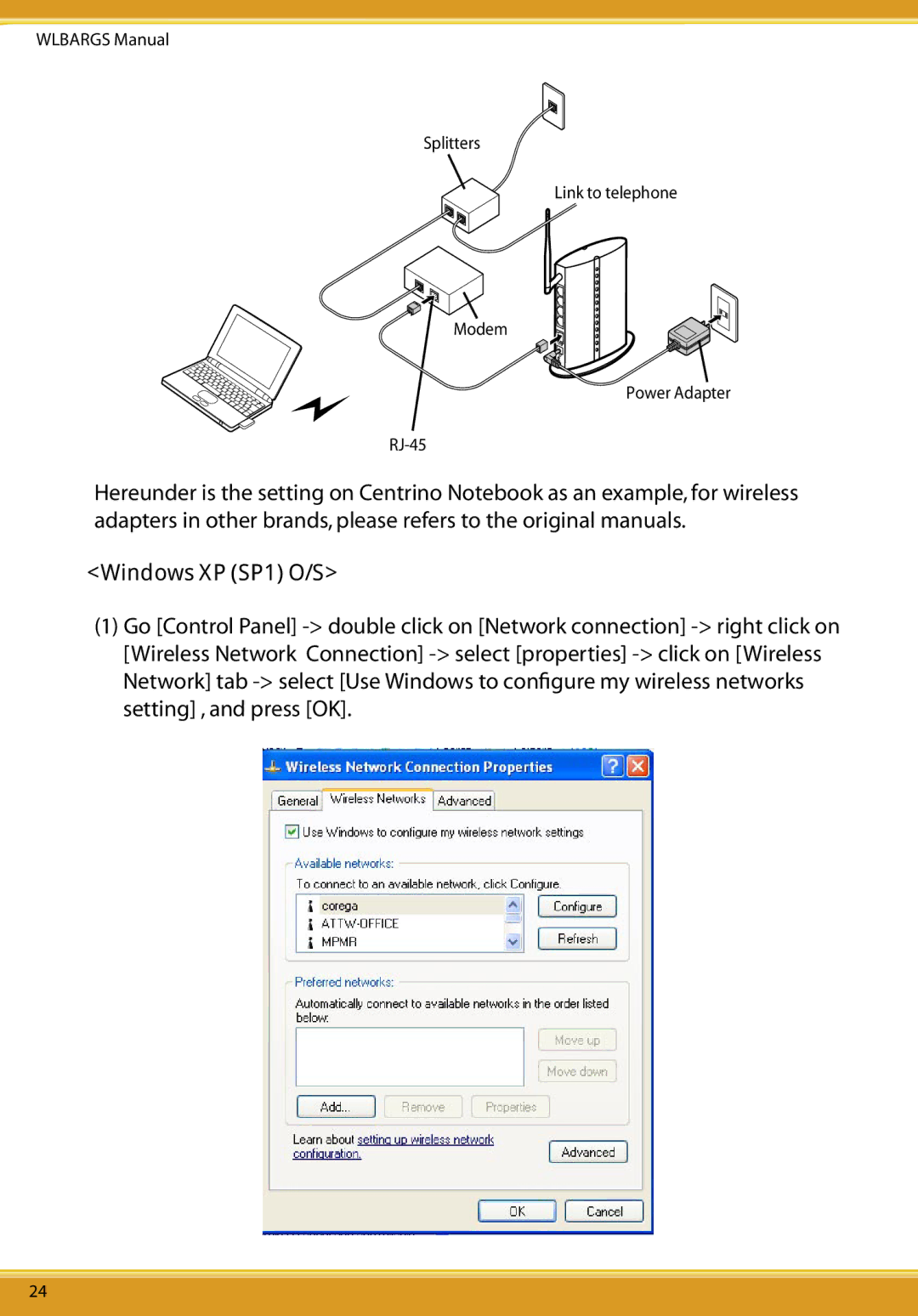 Allied Telesis CG-WLBARGS manual Windows XP SP1 O/S 