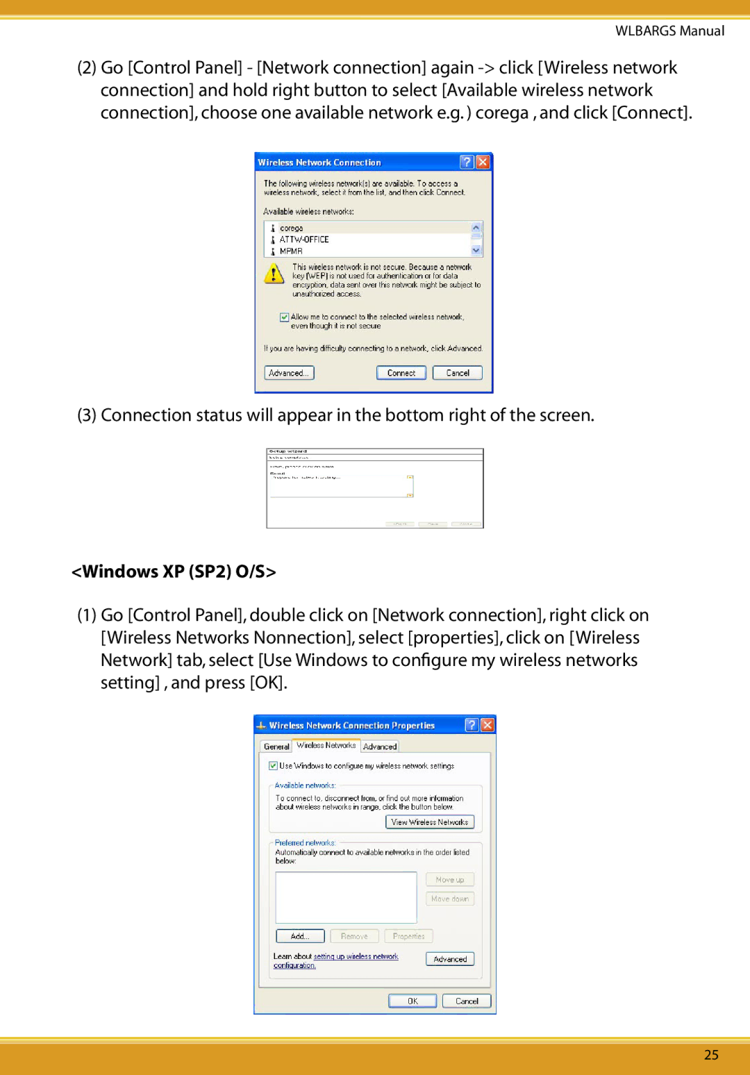 Allied Telesis CG-WLBARGS manual Windows XP SP2 O/S 