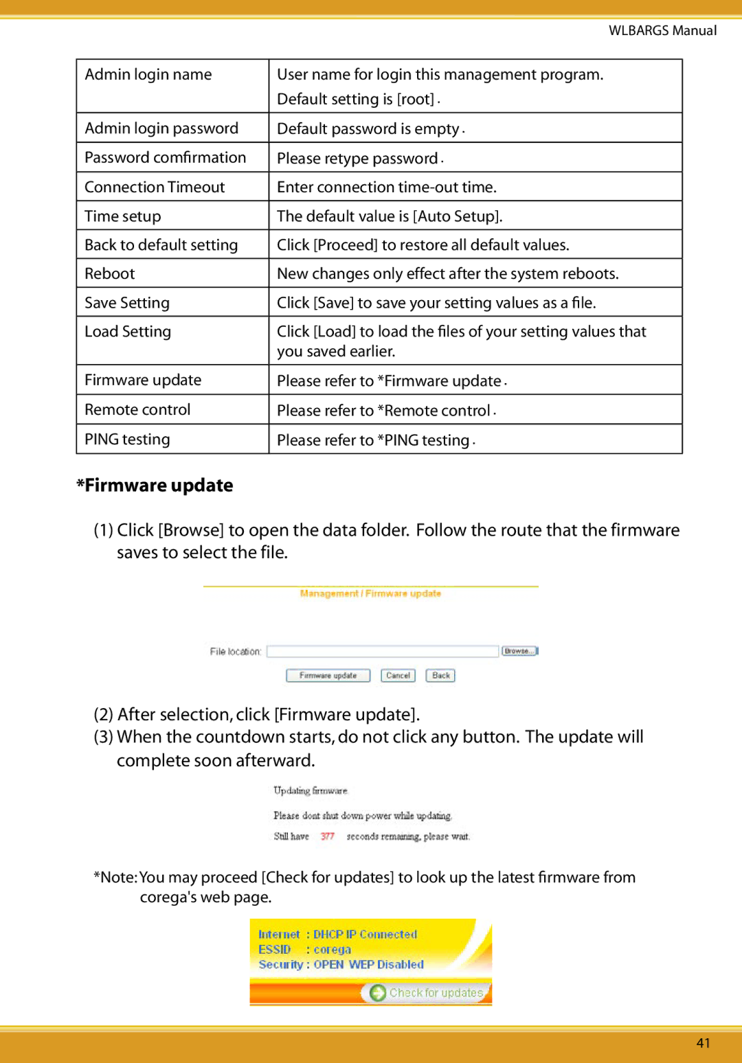 Allied Telesis CG-WLBARGS manual Firmware update 