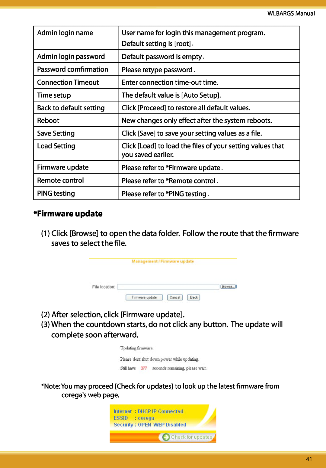 Allied Telesis CG-WLBARGS manual Firmware update 