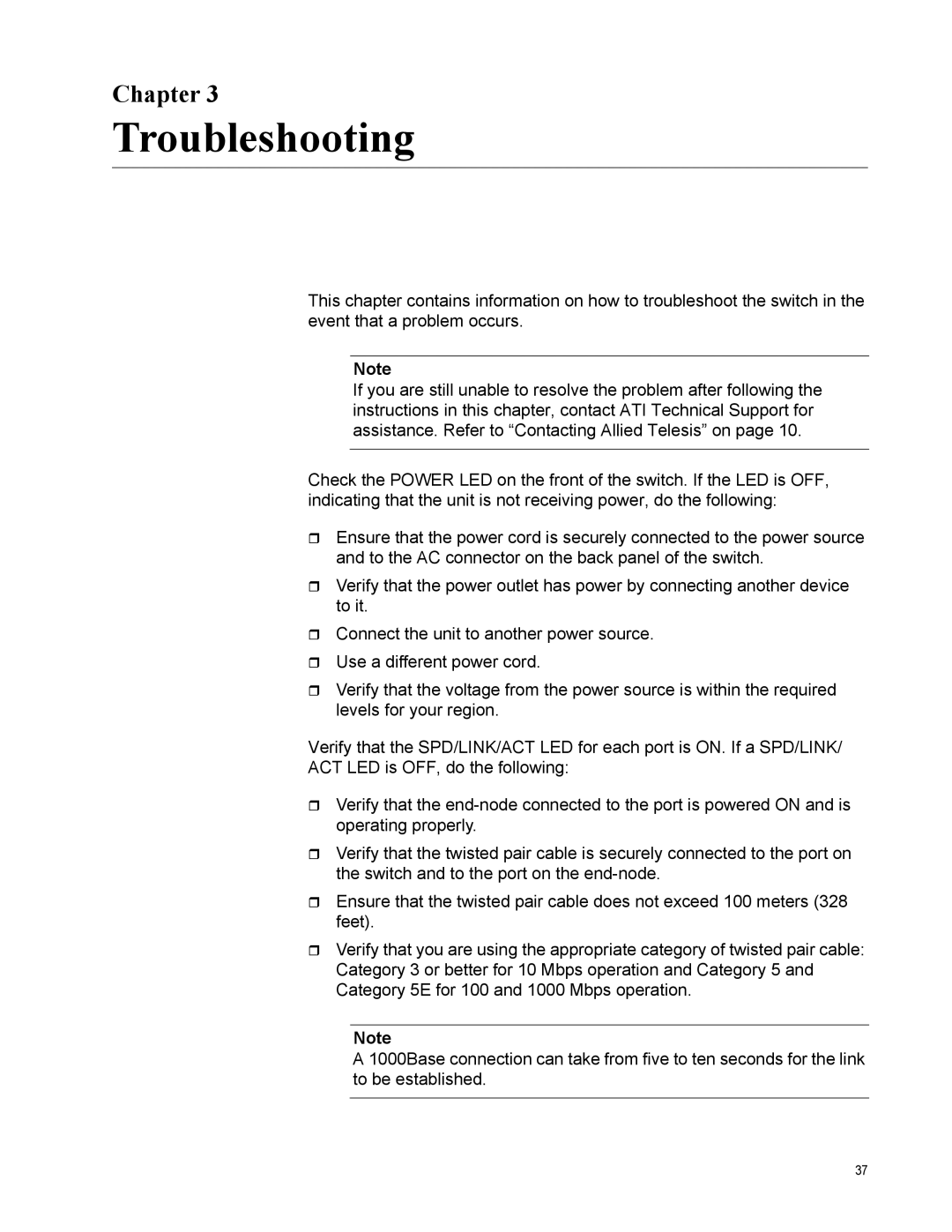 Allied Telesis GS900/5E manual Troubleshooting, Chapter 