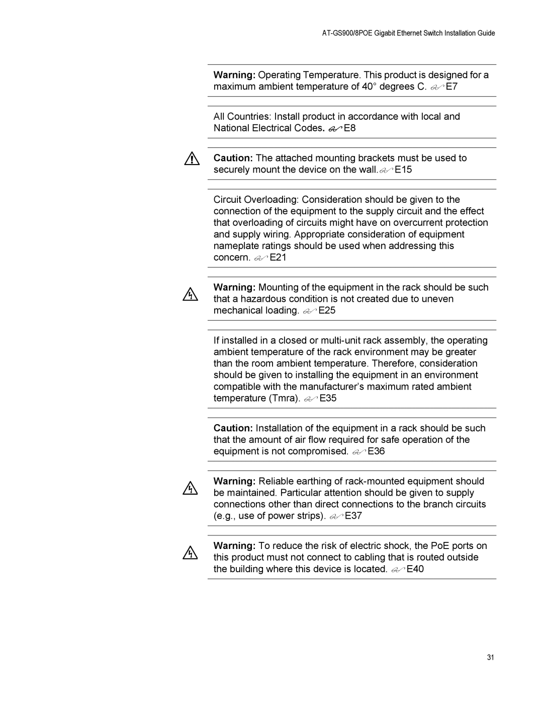 Allied Telesis manual AT-GS900/8POE Gigabit Ethernet Switch Installation Guide 