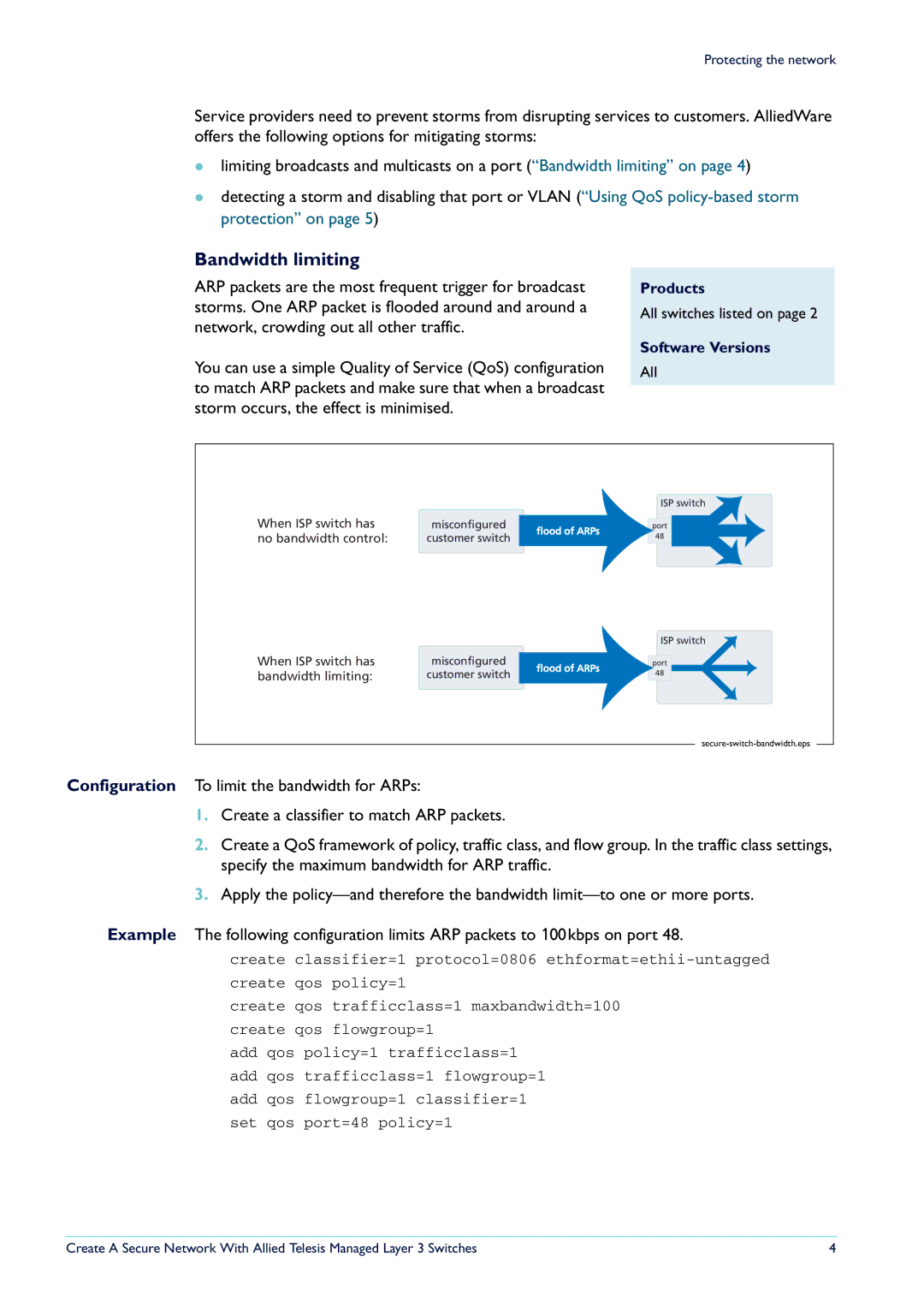 Allied Telesis Layer 3 Switches manual Bandwidth limiting 