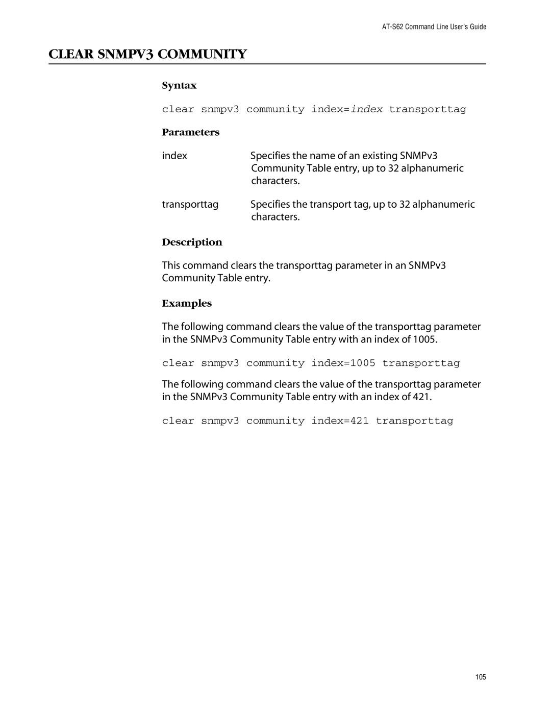 Allied Telesis management software layer 2+ fast ethernet switches manual Clear SNMPV3 Community 