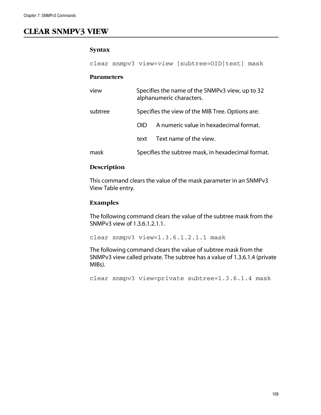 Allied Telesis management software layer 2+ fast ethernet switches Clear SNMPV3 View, Clear snmpv3 view=1.3.6.1.2.1.1 mask 