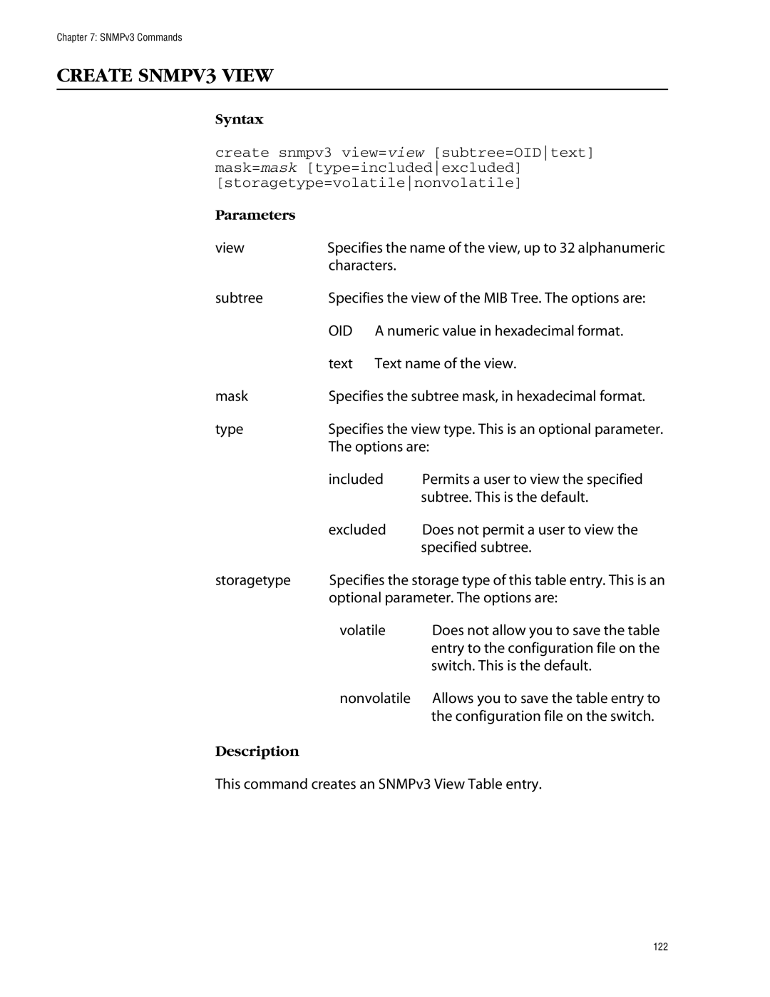 Allied Telesis management software layer 2+ fast ethernet switches manual Create SNMPV3 View, Options are 