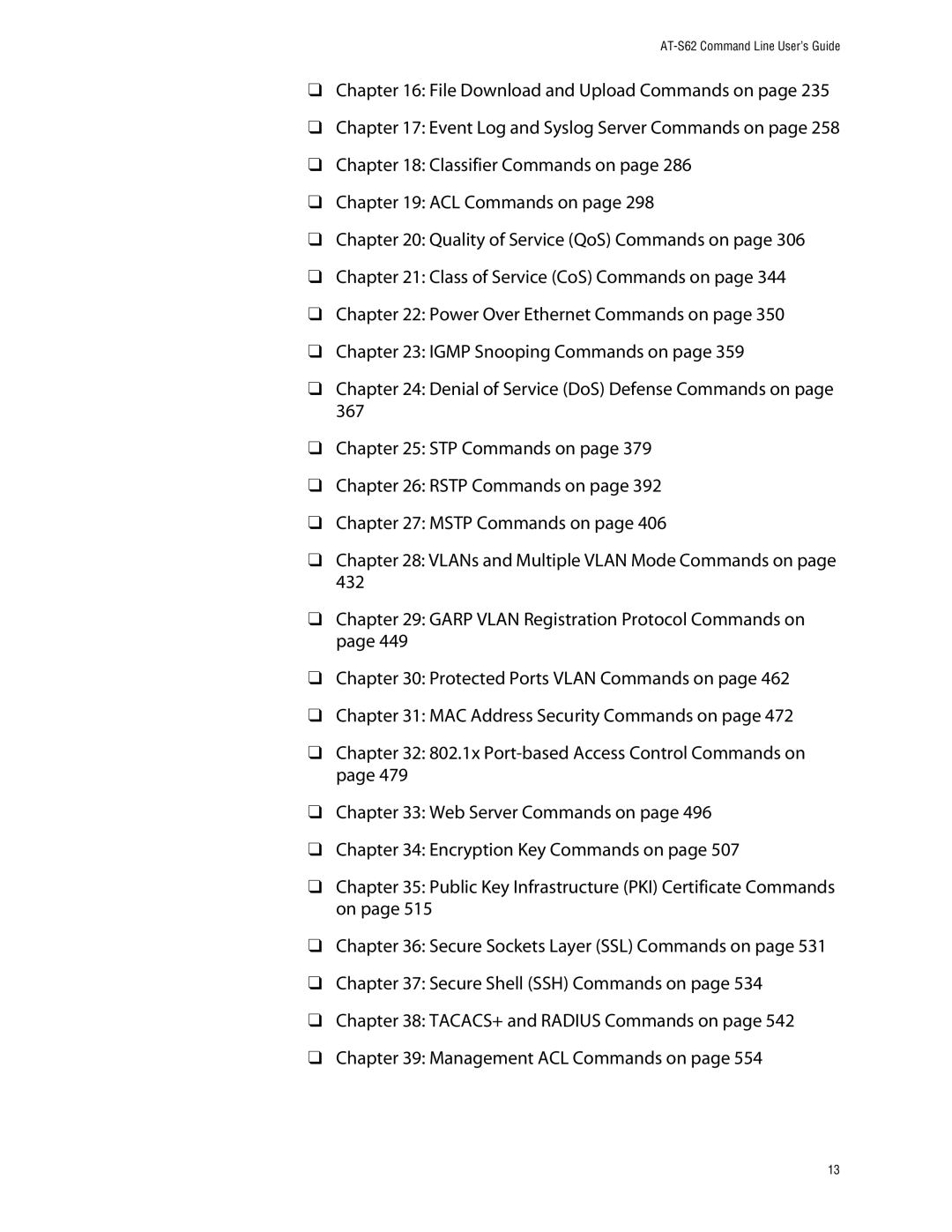 Allied Telesis management software layer 2+ fast ethernet switches manual AT-S62 Command Line User’s Guide 