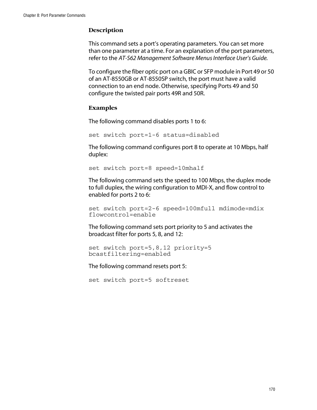 Allied Telesis management software layer 2+ fast ethernet switches manual Following command disables ports 1 to 