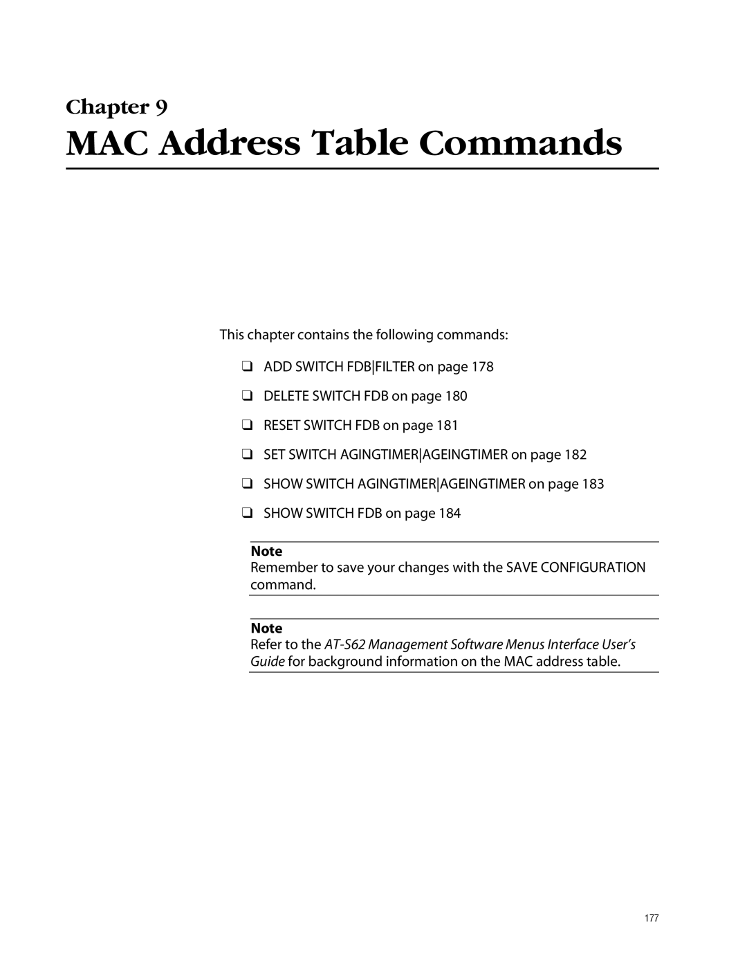 Allied Telesis management software layer 2+ fast ethernet switches manual MAC Address Table Commands 