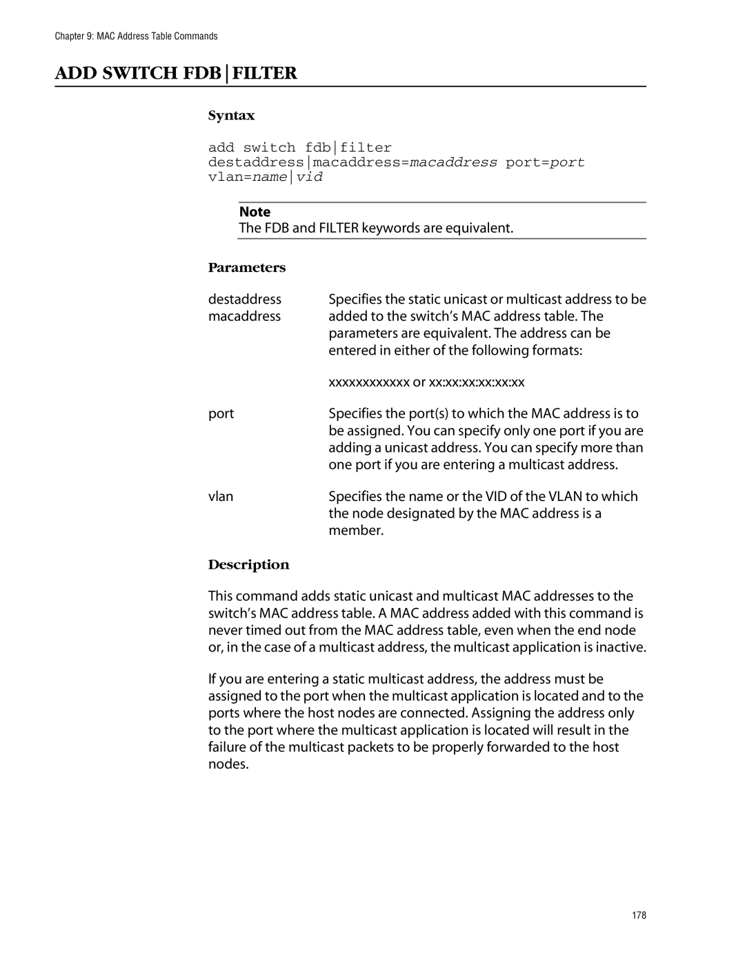 Allied Telesis management software layer 2+ fast ethernet switches manual ADD Switch Fdbfilter 