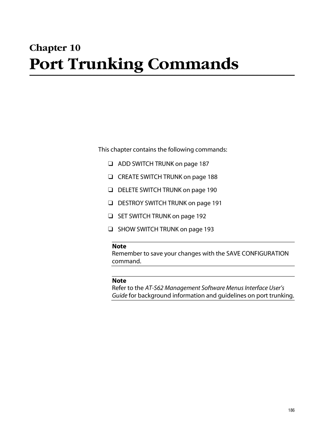 Allied Telesis management software layer 2+ fast ethernet switches manual Port Trunking Commands 