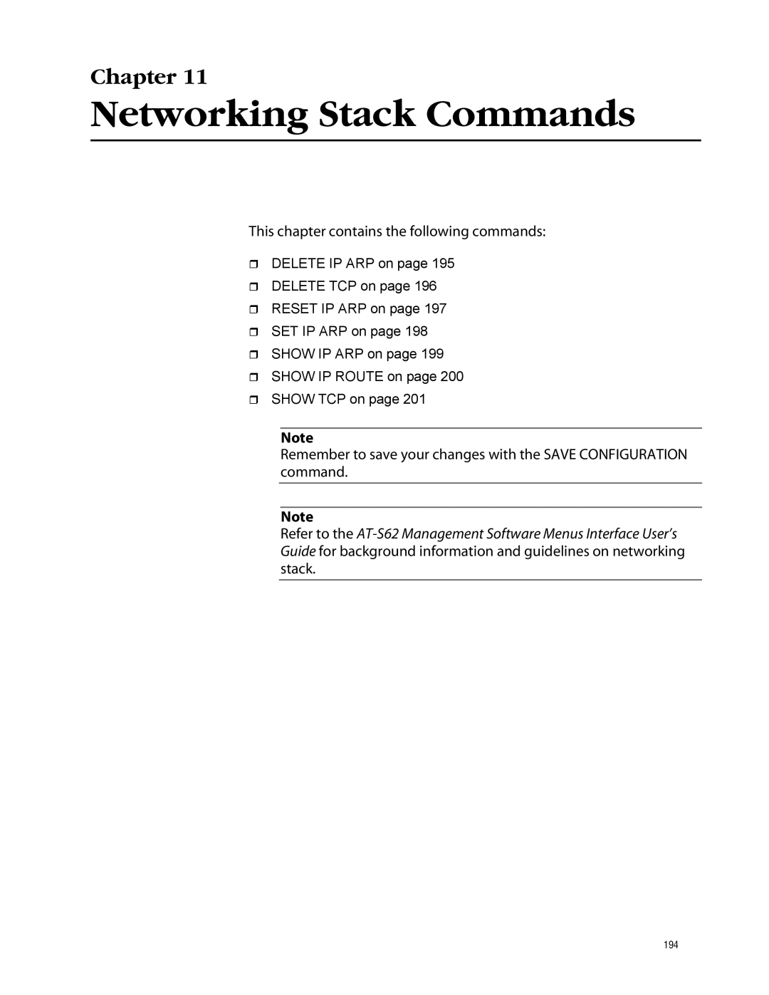 Allied Telesis management software layer 2+ fast ethernet switches manual Networking Stack Commands 