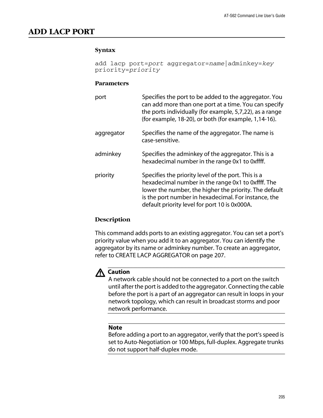 Allied Telesis management software layer 2+ fast ethernet switches manual ADD Lacp Port 