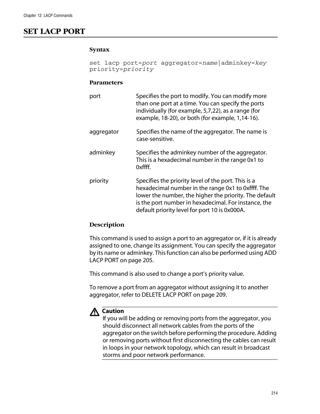 Allied Telesis management software layer 2+ fast ethernet switches manual SET Lacp Port 