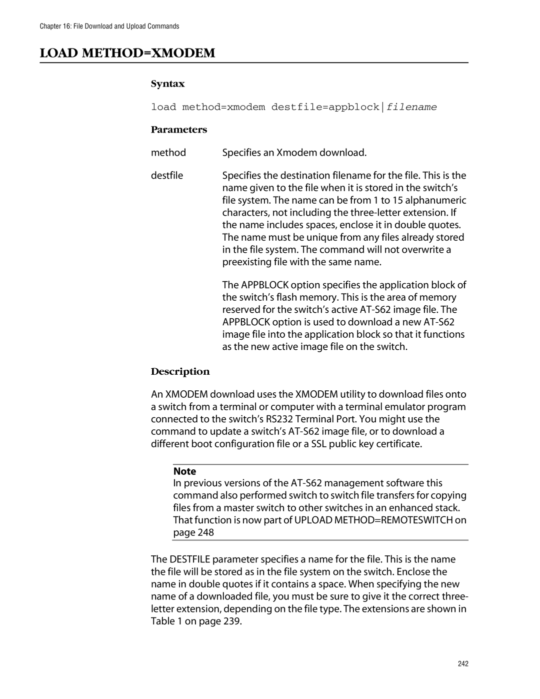 Allied Telesis management software layer 2+ fast ethernet switches manual Load METHOD=XMODEM 