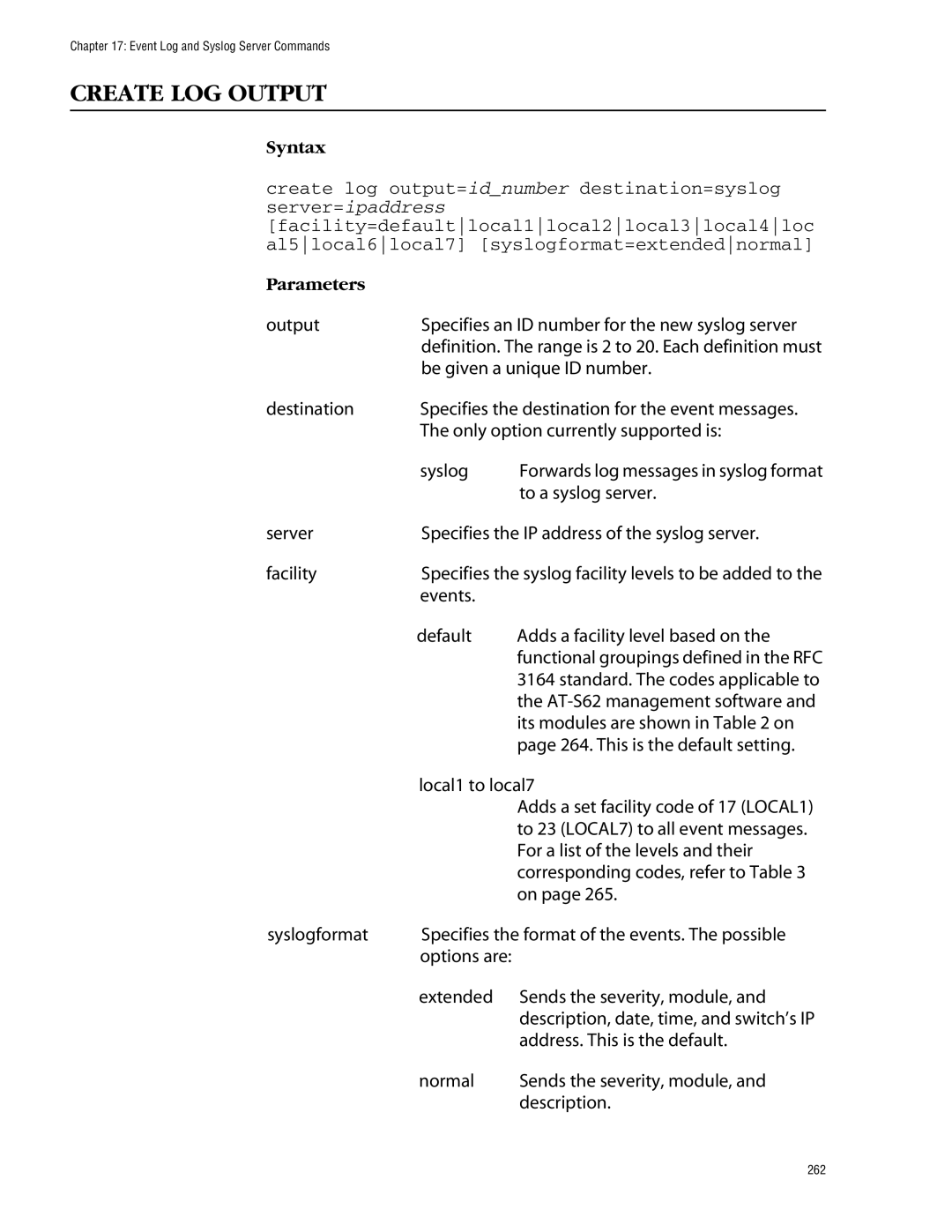 Allied Telesis management software layer 2+ fast ethernet switches manual Create LOG Output 